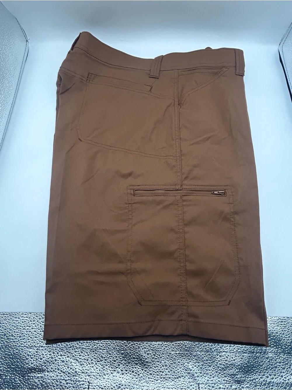 Wrangler Outdoor Brown Flex Waist Cargo Shorts with Zip Pocket